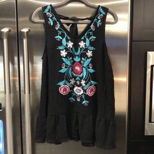 Black floral Tank Top